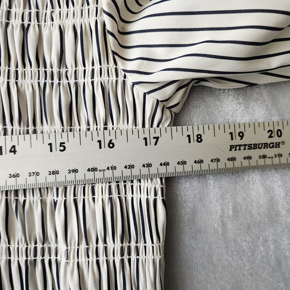 Madewell Dress Size Large Smocked Black Pinstriped Cotton Pockets Shirtdress NWT - Picture 9 of 10